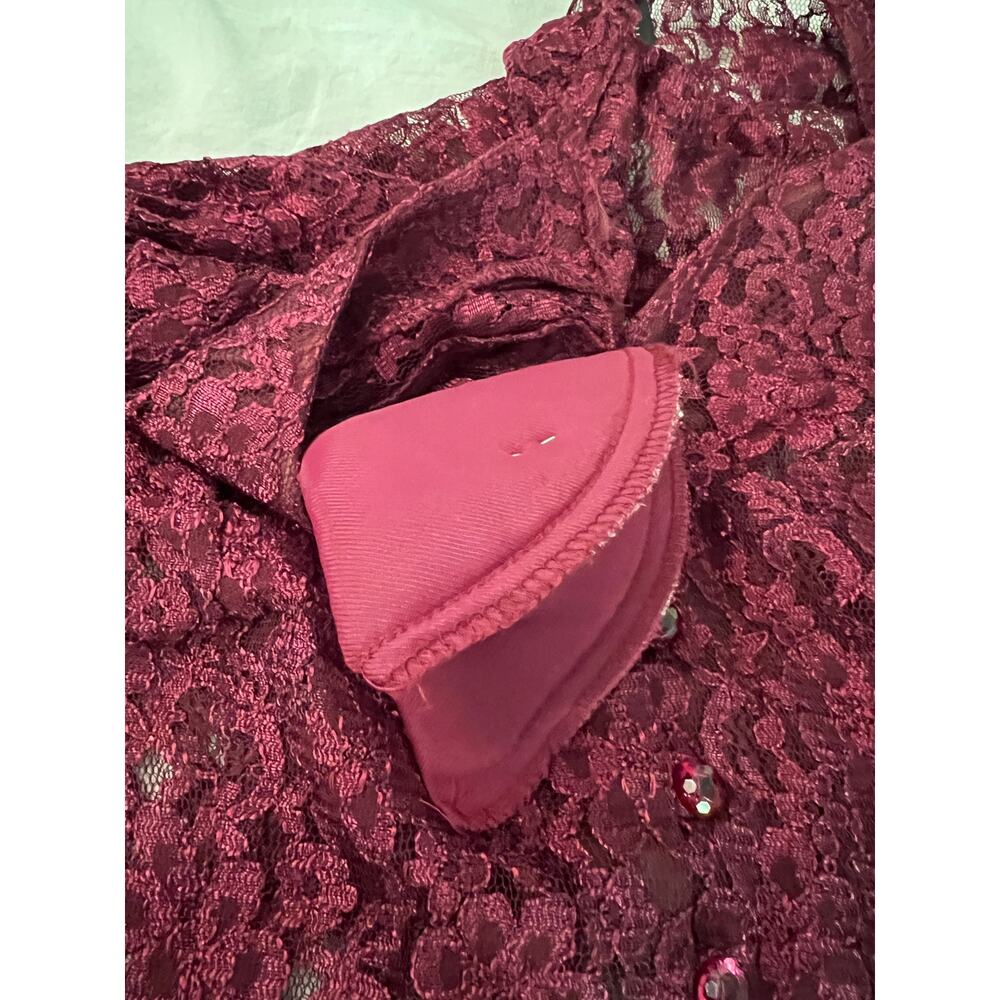 Vintage burgundy lace cinch back maxi dress All That Jazz dark romantic gothic - Picture 10 of 10
